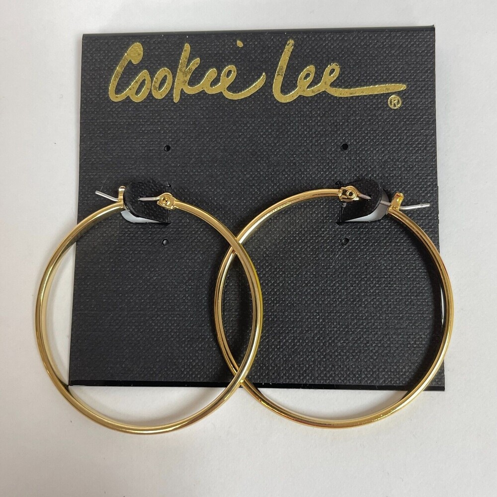 Cookie Lee Gold-tone Fashion Hoop Earrings 1 3/4" across